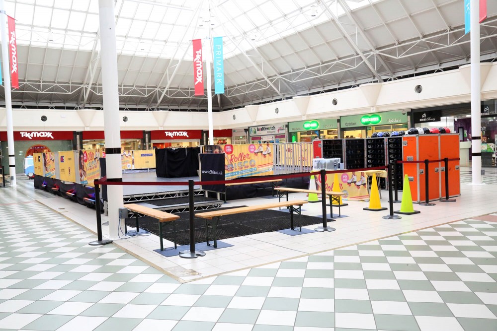 View of the skating rink in Uxbridge Shopping Centre